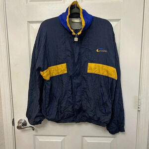 ! Vintage 90s Givenchy Activewear Blue Yellow Windbreaker Full Zip Jacke…